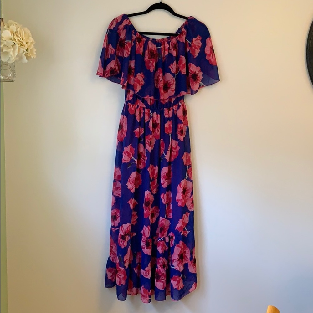 Blue and pink flower dress